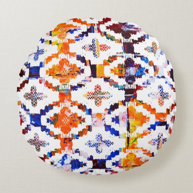 Almofada Redonda Geometric texture pattern with watercolor effectab (Frente)
