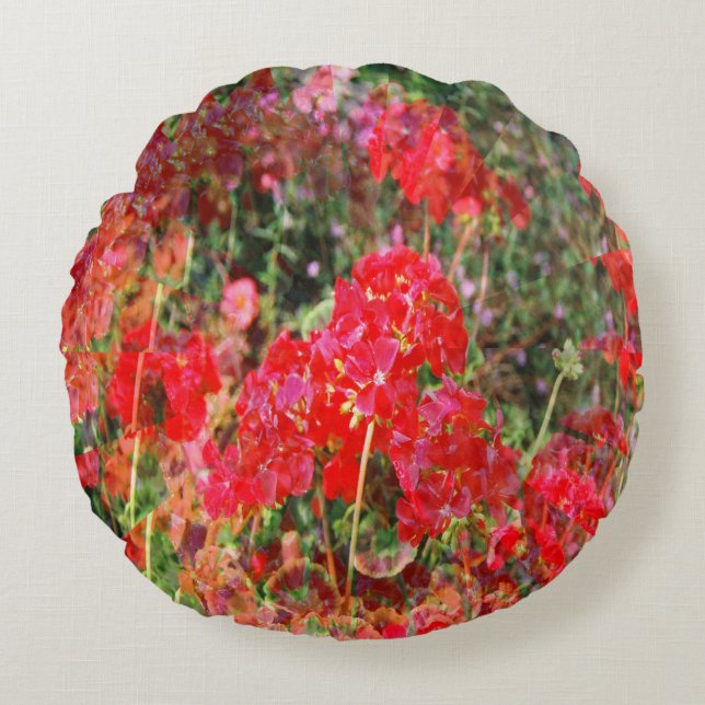Almofada Redonda Geraniuns em chamas... (Frente)