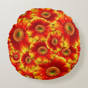 Almofada Redonda Gerbera Daisies brilhante