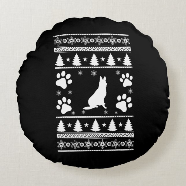 Almofada Redonda German shepherd Natal (Frente)