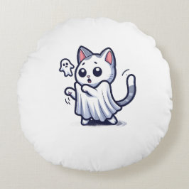 Almofada Redonda Ghost Gatinho Halloween Costume