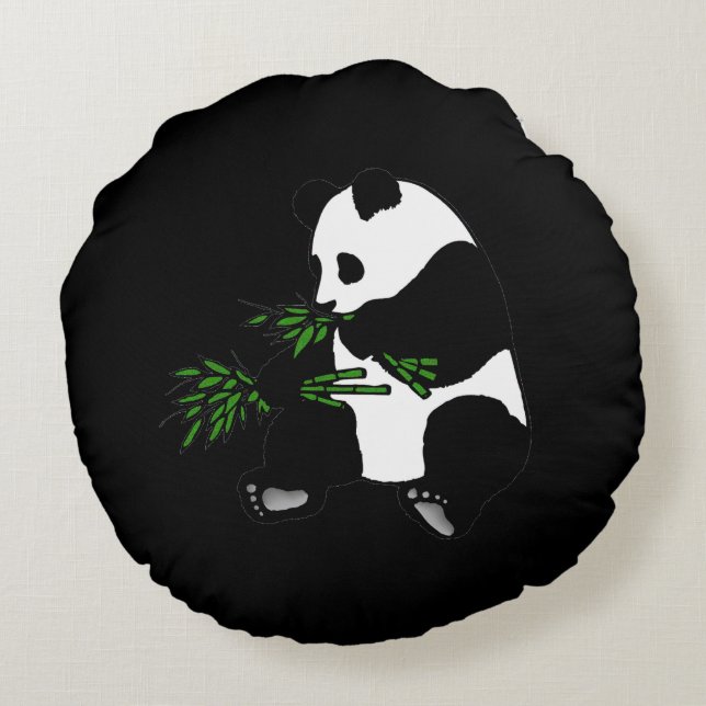 Almofada Redonda Giant Panda Come Bamboo Black (Verso)