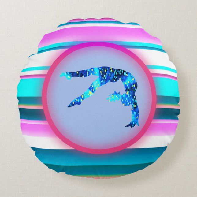 Almofada Redonda Ginástica de Meninas, Tumbação de Energia, Handspr (Frente)