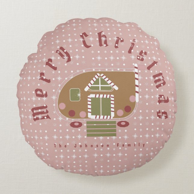 Almofada Redonda Gingercake House Camper Family (Frente)