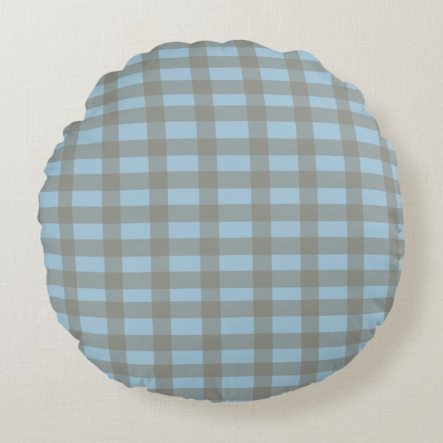 Almofada Redonda Gingham Blue  (Frente)