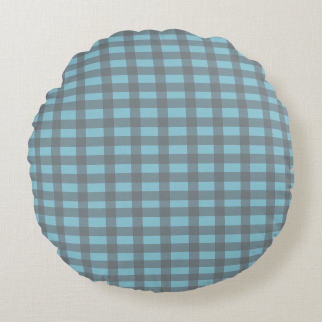 Almofada Redonda Gingham Blue  (Frente)