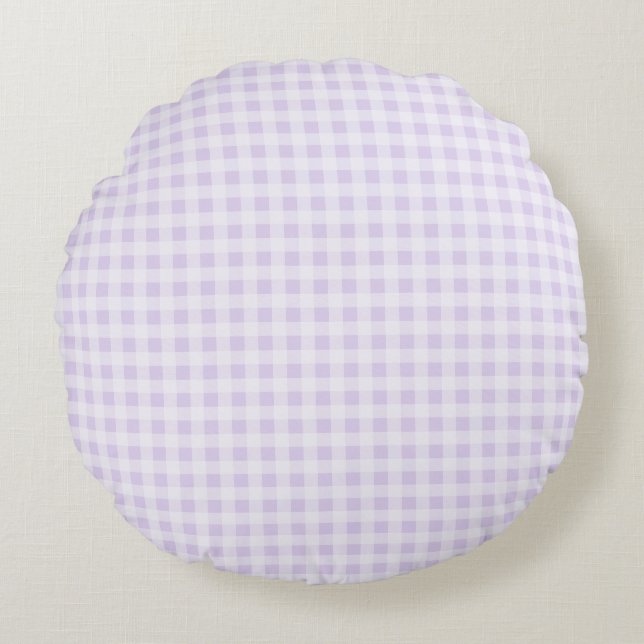 Almofada Redonda Gingham Roxo Claro (Frente)