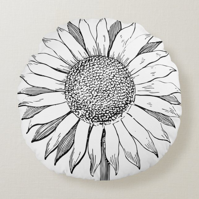 Almofada Redonda Girassol Ilustrado (Frente)