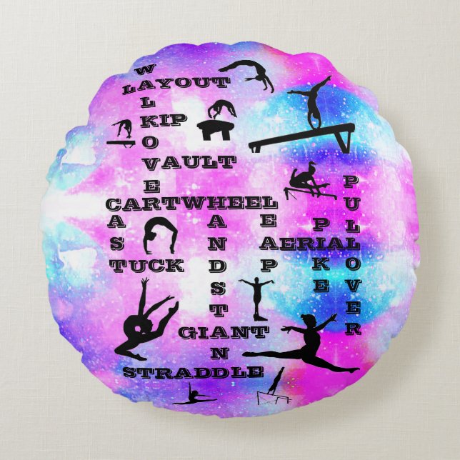 Almofada Redonda Girls Gymnastics Habilita Travesseiro redondo em p (Frente)