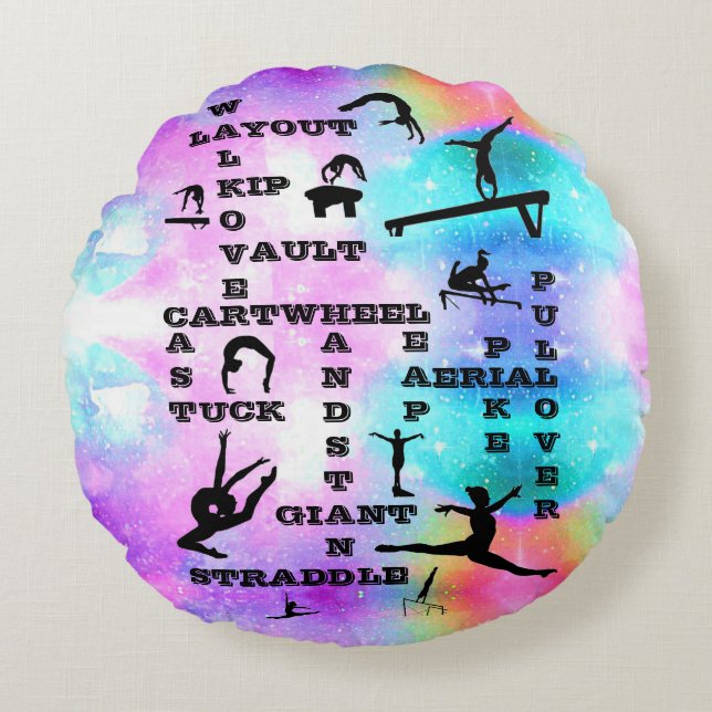 Almofada Redonda Girls Gymnastics Travesseiro redondo (Frente)