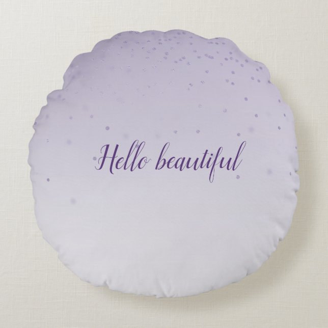 Almofada Redonda Girly Lilac Purple Confetti Glam Ombre (Frente)