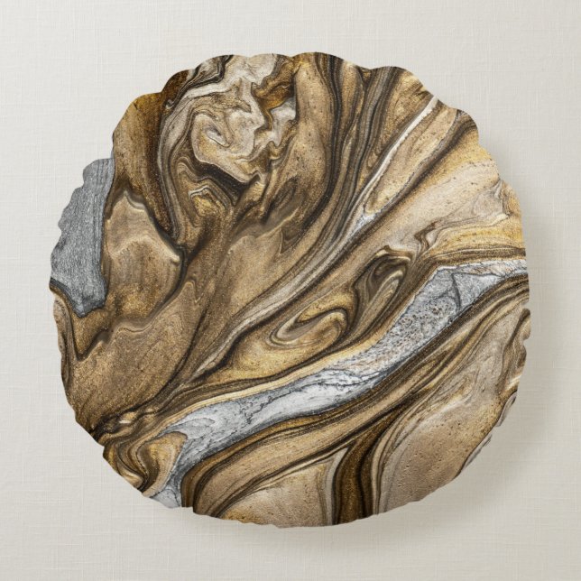 Almofada Redonda glamour 002 cores castanhas líquidas (Frente)