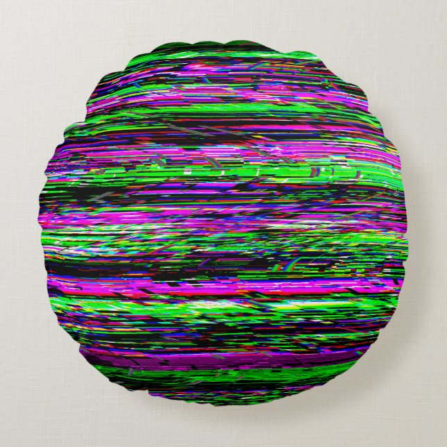 Almofada Redonda Glitch tech abstract pattern (Frente)