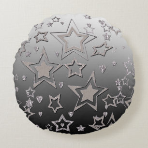 Almofada Redonda Glitter de gradiente natalício brilhando estrelas