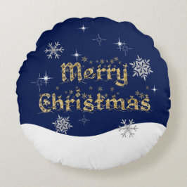 Almofada Redonda Glitter de Natal Simples Elegante