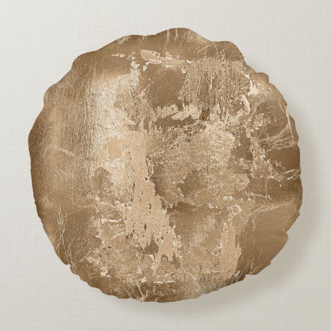 Almofada Redonda Glitter Dourado de Bronze Chic (Verso)