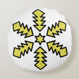 Almofada Redonda Glitter Snowflake - Yellow Star