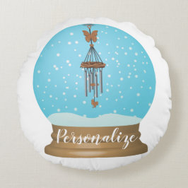 Almofada Redonda Globo de neve da borboleta