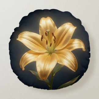 Almofada Redonda Glowing golden lily flower