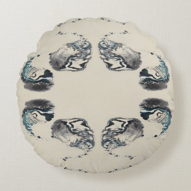 Almofada Redonda Go With the Flow - Acrylic Pouring (Frente)