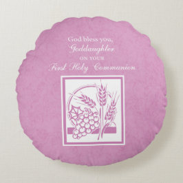 Almofada Redonda GodFilha Primeira Comunhão, Rosa
