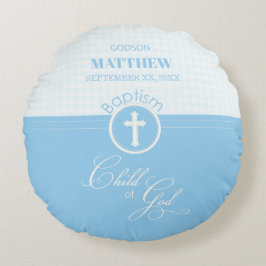 Almofada Redonda Godson Baptism Blue Child of Deus Personalizado