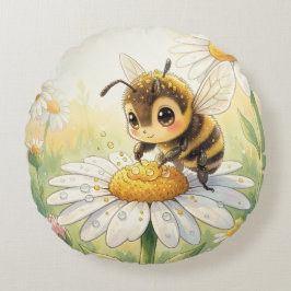 Almofada Redonda Golden Bumblebee in Bloom Dance