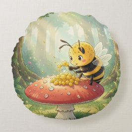 Almofada Redonda Golden Bumblebee in Bloom Dance.2