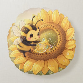 Almofada Redonda Golden Bumblebee in Bloom Dance.6