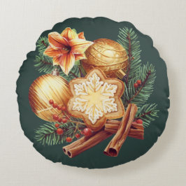 Almofada Redonda Golden Christmas Star with Cinnamon