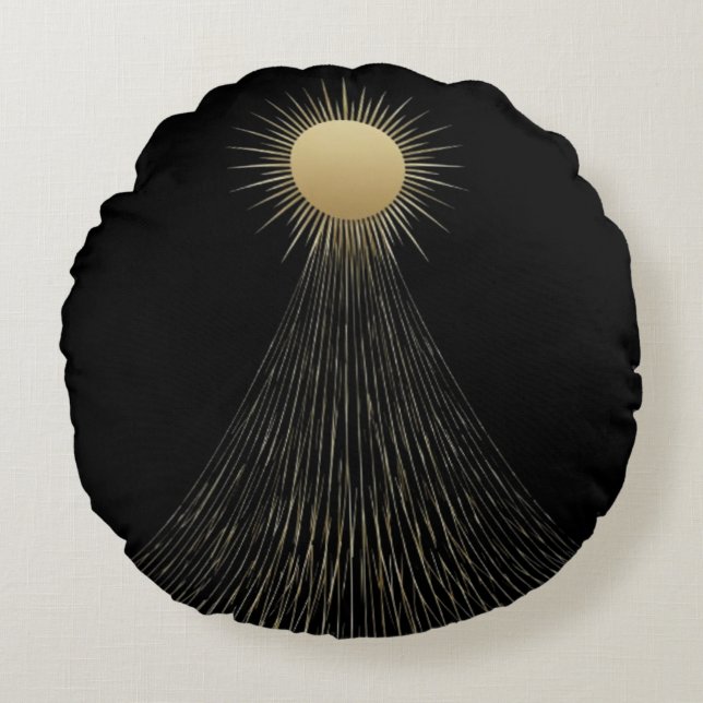Almofada Redonda Golden Light Path Celestial Decor Pillow Gift (Frente)