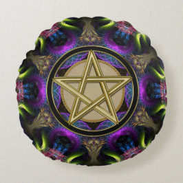Almofada Redonda Golden Pentacle Magick