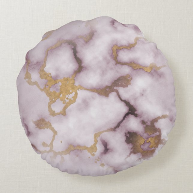 Almofada Redonda Golden Vein Marble  Blush Aura  Throw Pillows (Verso)