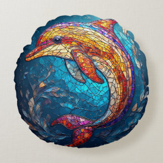Almofada Redonda Golfinho no Estilo Artístico de Vidro Itratado