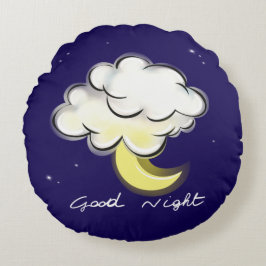 Almofada Redonda Good Night – Cute Moon and Cloud Kids 