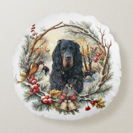 Almofada Redonda Gordon Setter Christmas Joy – Seasonal Dog Art