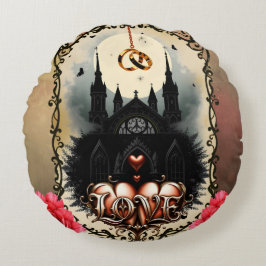 Almofada Redonda Gothic Moon –Eternal Love Beneath the Midnight Sky