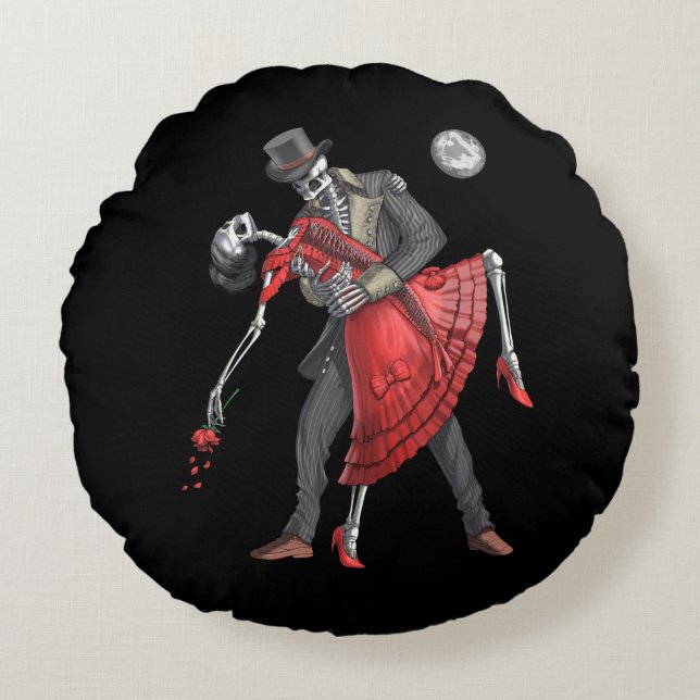 Almofada Redonda Gothic Skeletons Dancing (Frente)