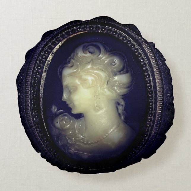 Almofada Redonda Gótico Elegante Cameo Vitoriano Vintage (Verso)