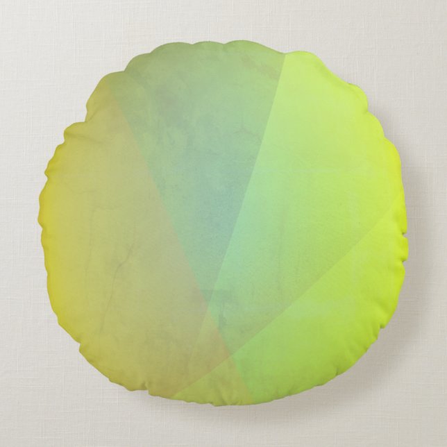Almofada Redonda Gradação Geométrica Amarela Moderna (Frente)