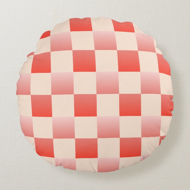 Almofada Redonda Gradiente de Pêssego Coral Verificado (Frente)