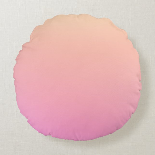 Almofada Redonda Gradiente de pêssego e rosa (Frente)
