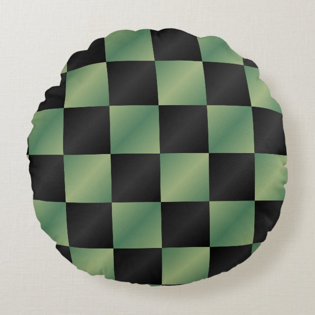 Almofada Redonda Gradiente Preto Verde Azul Moderno Verificado (Frente)