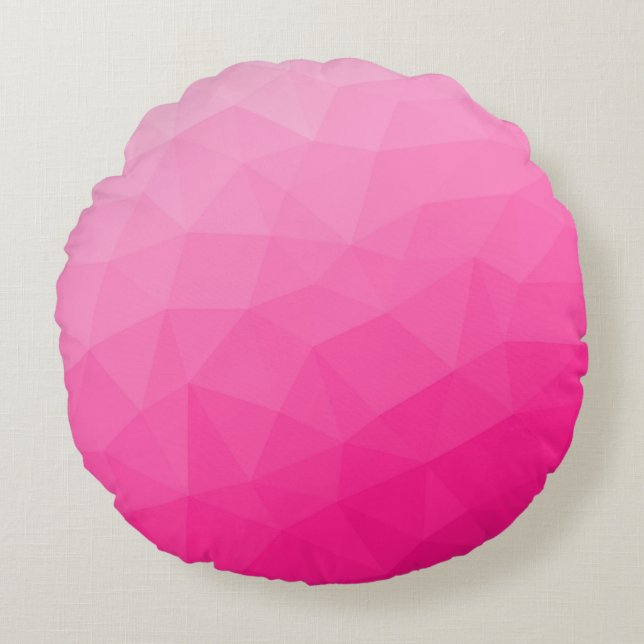 Almofada Redonda Gradiente Rosa Quente Padrão de Malha Geométrica (Frente)