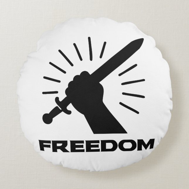 Almofada Redonda gráfico da espada da liberdade (Frente)