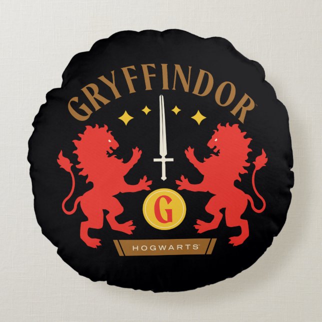 Almofada Redonda Gráfico de Espada de Leão Duplo GRYFFINDOR™ House (Frente)
