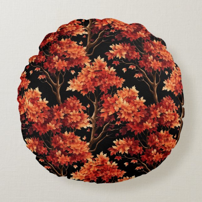 Almofada Redonda Gráfico de padrão sem costura da árvore de mapeame (Frente)