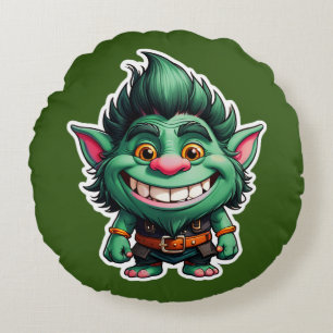 Almofada Redonda Gráfico feliz de Chibi Troll