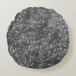 Almofada Redonda Grafite de cinza curvado em textura áspera