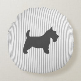 Almofada Redonda Grafite Terrier em faixas de Cinza